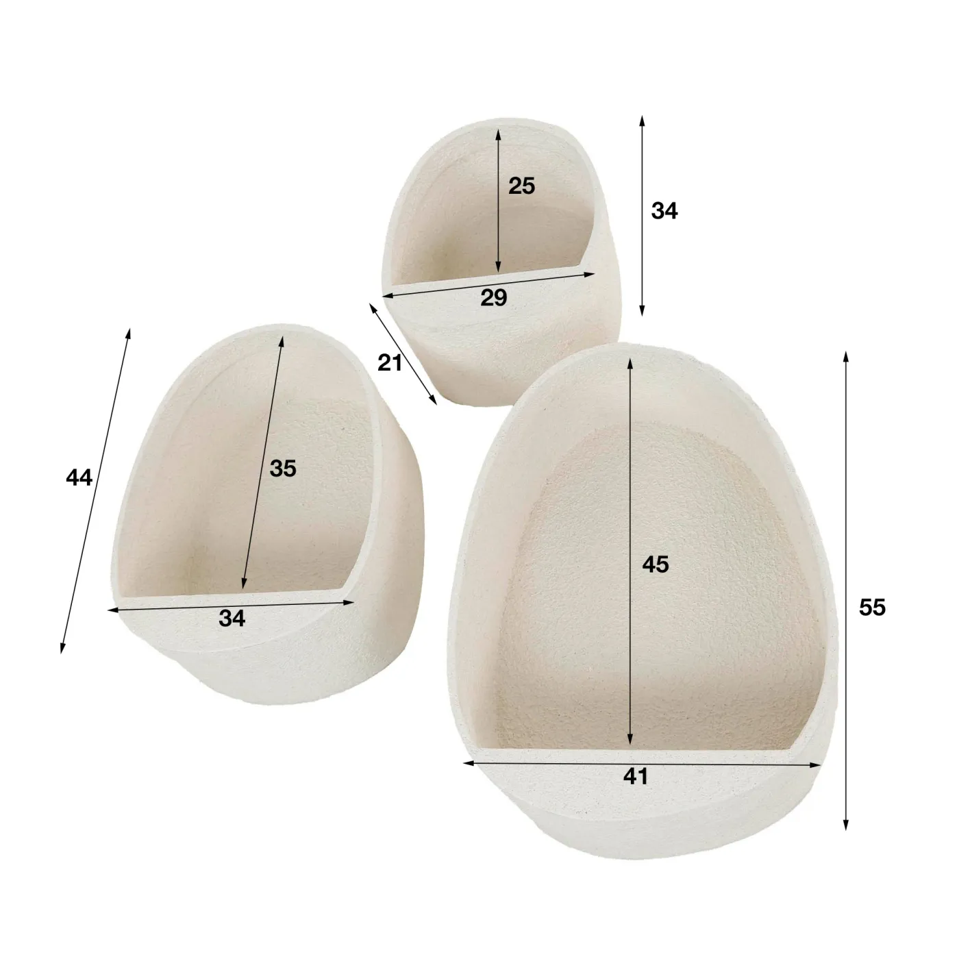 Wandregal Set Cusco 3-teilig | Marmorcomposit | beige