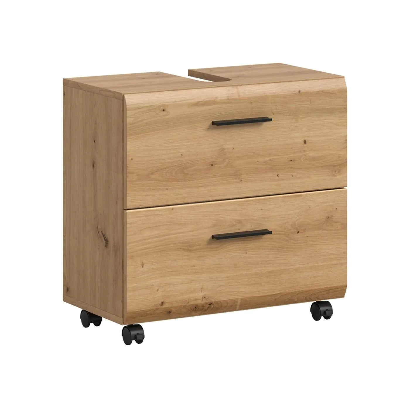 Waschbeckenunterschrank Ice | mit Schubkästen auf Rollen | Artisan Oak