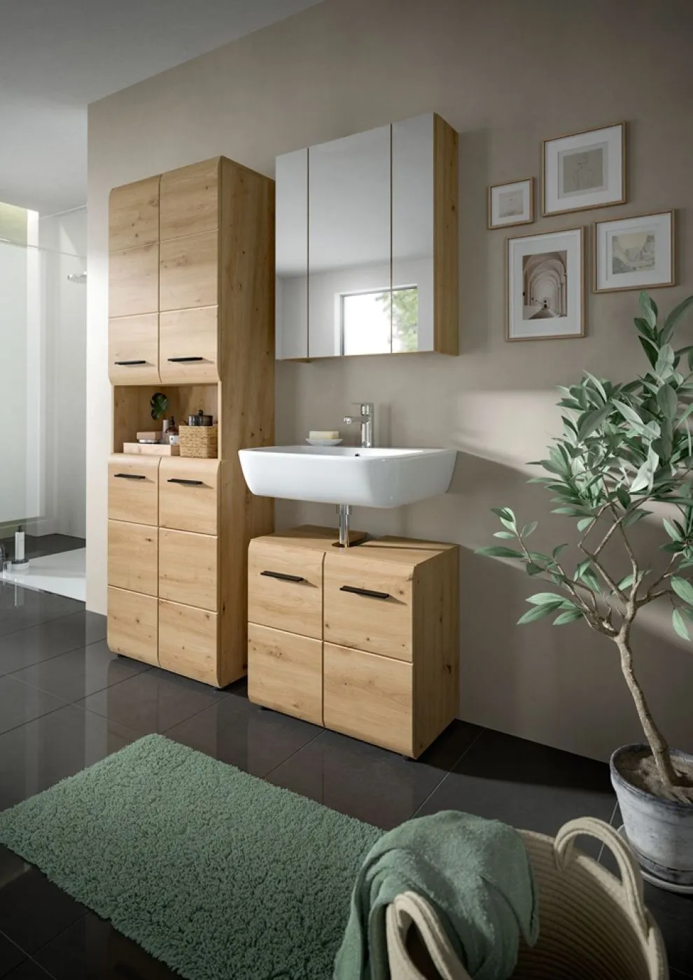 Waschbeckenunterschrank Ice | mit Türen | Artisan Oak