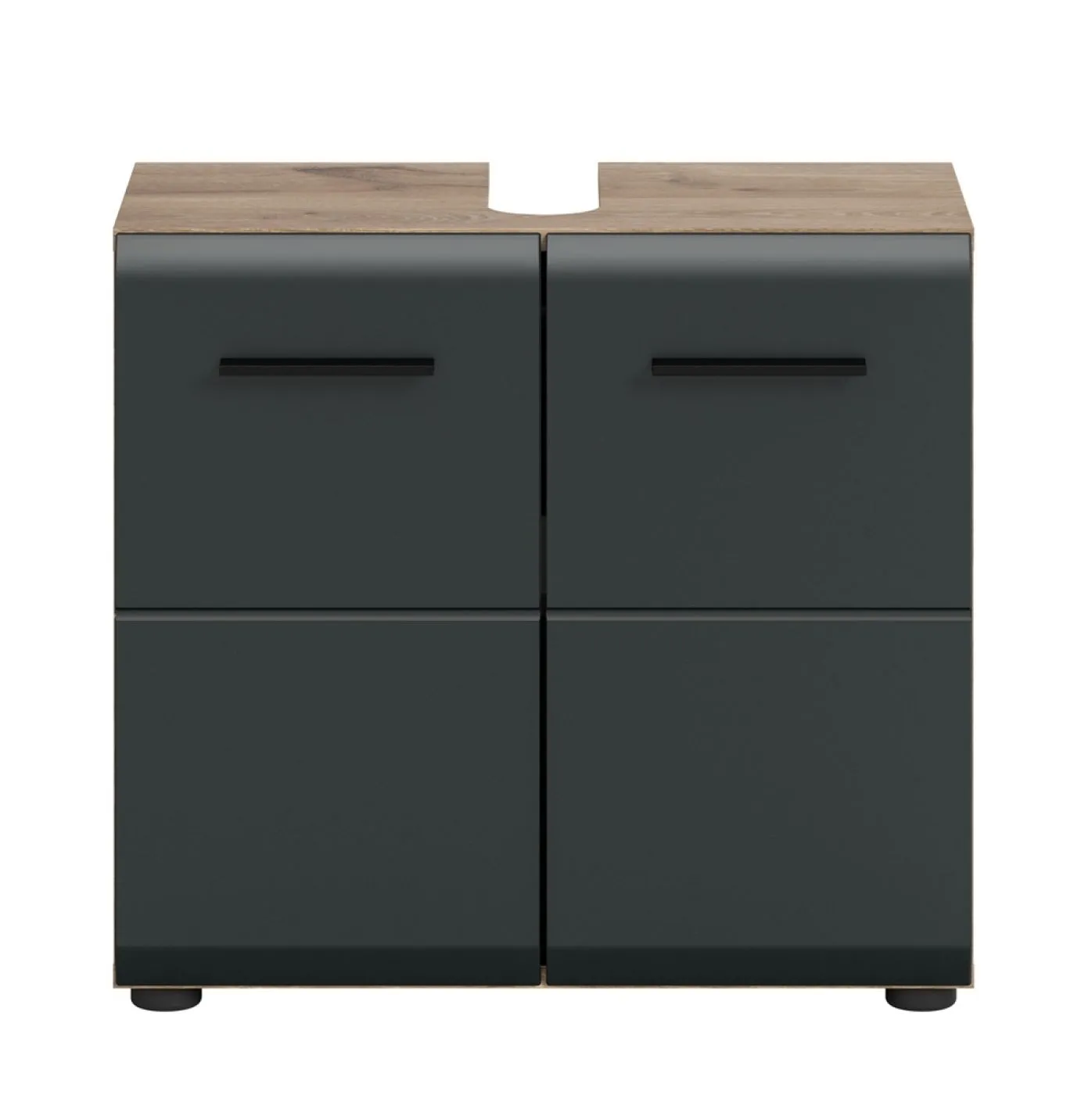 Waschbeckenunterschrank Ice | mit Türen | Nox Oak / schwarz