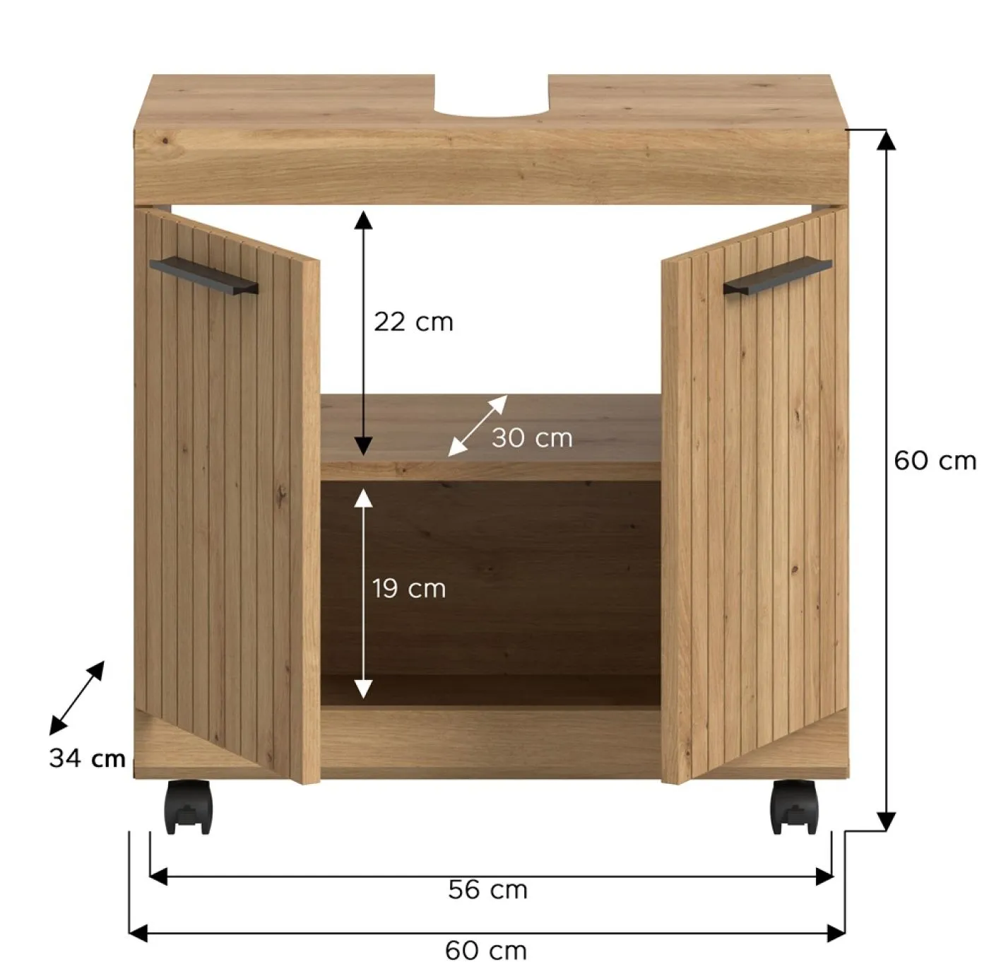 Waschbeckenunterschrank Scout auf Rollen | Artisan Eiche