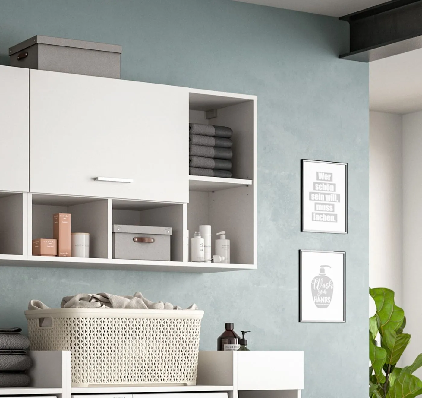 Waschmaschinenschrank Set Free | weiß | 4-teilig
