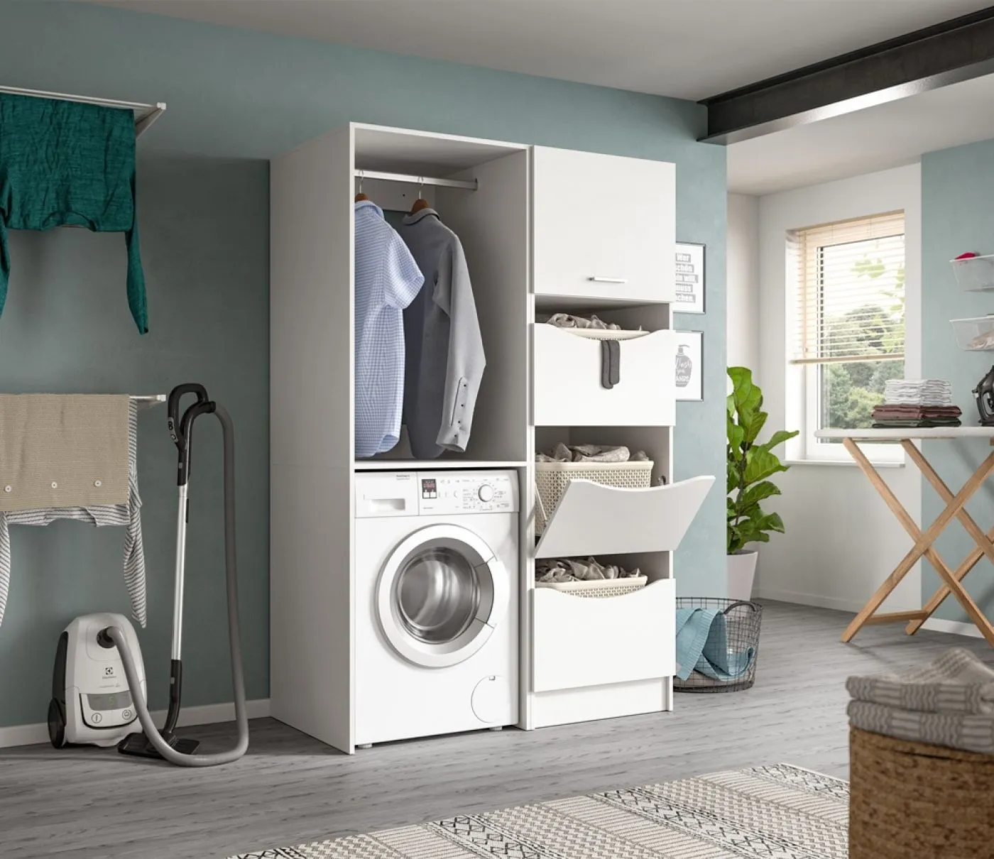 Waschmaschinenschrank Wäscheschrank Free | weiß