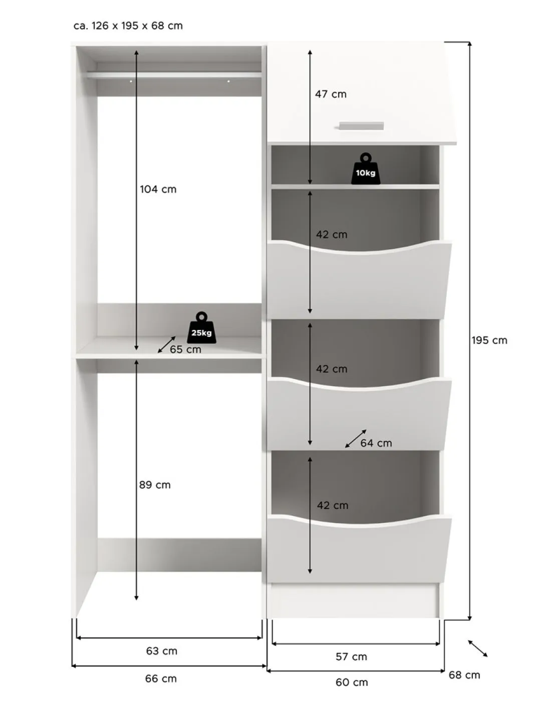 Waschmaschinenschrank Set Free 5 | weiß | 2-teilig