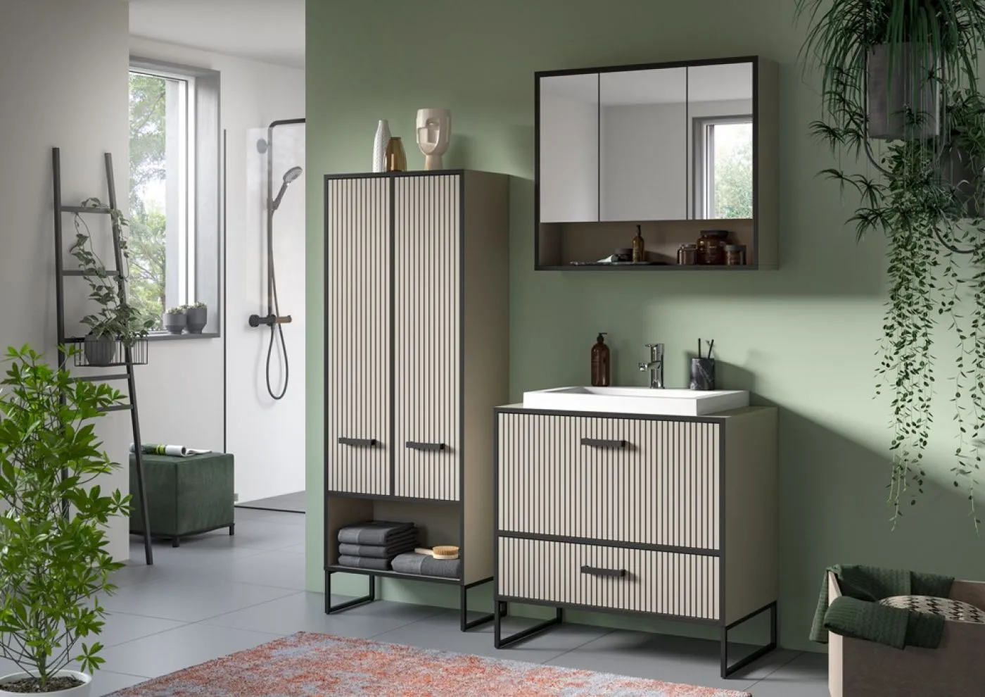 Waschtisch Bagno | mit Schubkästen | Kaschmir | inkl. Waschbecken
