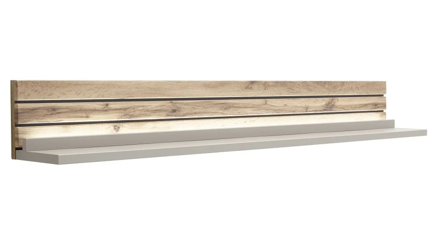 Wohnkombination Lüttich 3 | Basalt / Wotan Eiche | 3-teilig | TV-Board & Wandboard mit Bandbeleuchtung