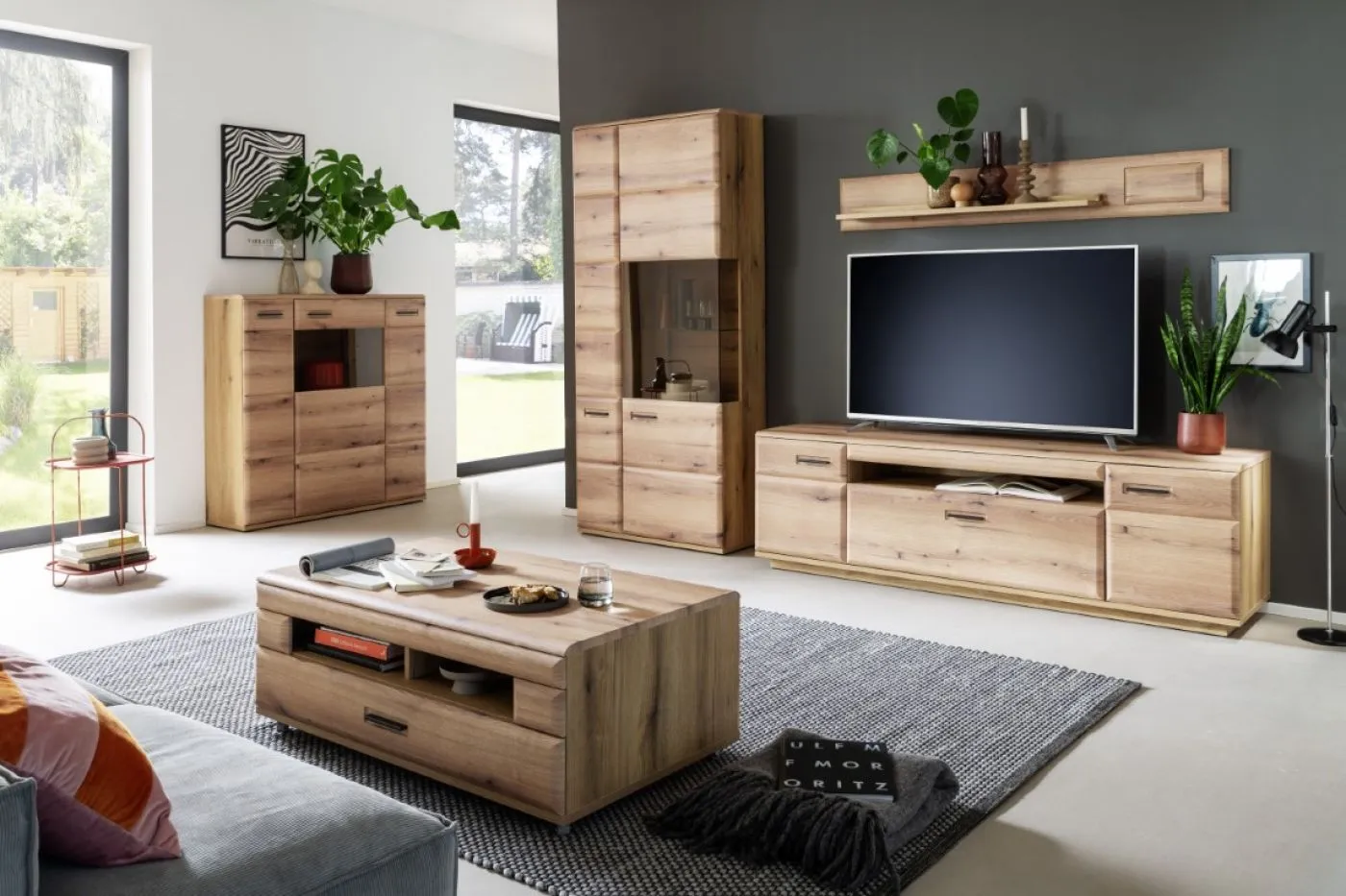 Wohnkombination Naxos 1 | Eiche Evoke | 3-teilig | mit 110 cm Beleuchtung