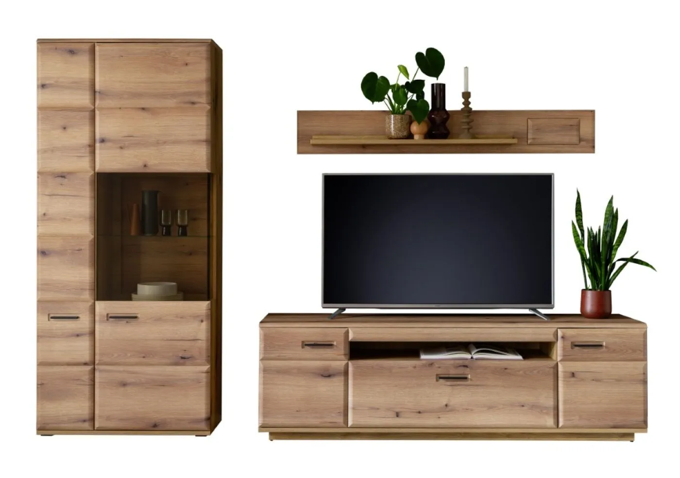 Wohnkombination Naxos 1 | Eiche Evoke | 3-teilig | mit 110 cm Beleuchtung