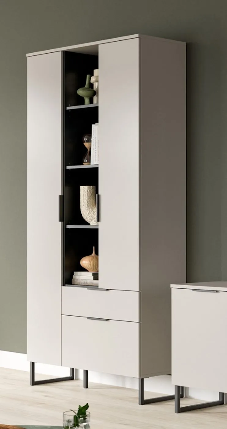 Wohnkombination Noida 3 | 2-teilig | Kaschmir / schwarz mit 2er Set LED Beleuchtung
