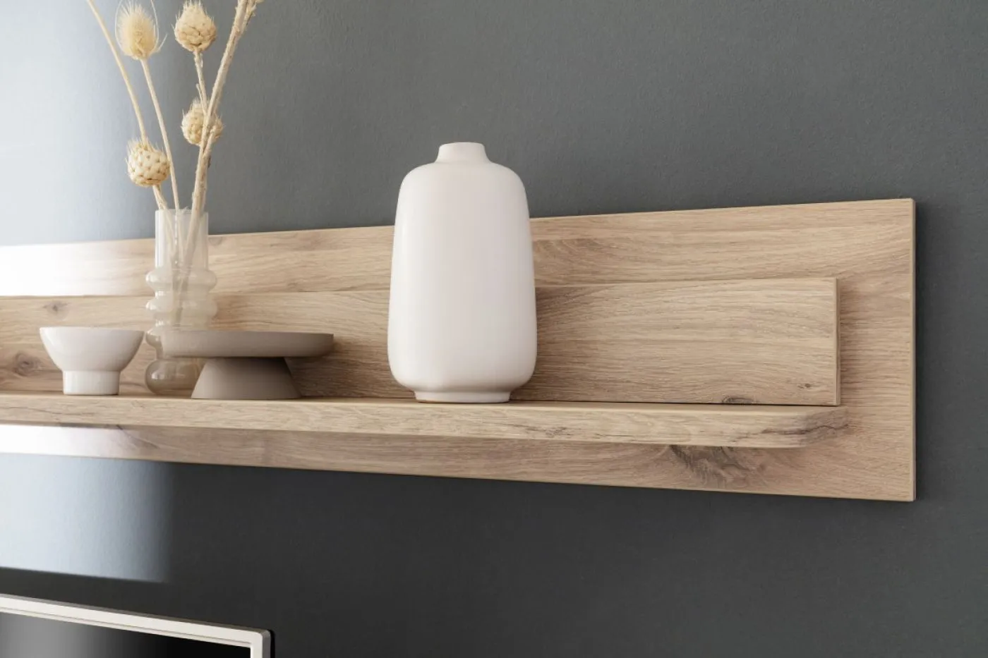 Wohnkombination Palermo 2 | Soft white / Viking Oak | 3-teilig | ohne Beleuchtung