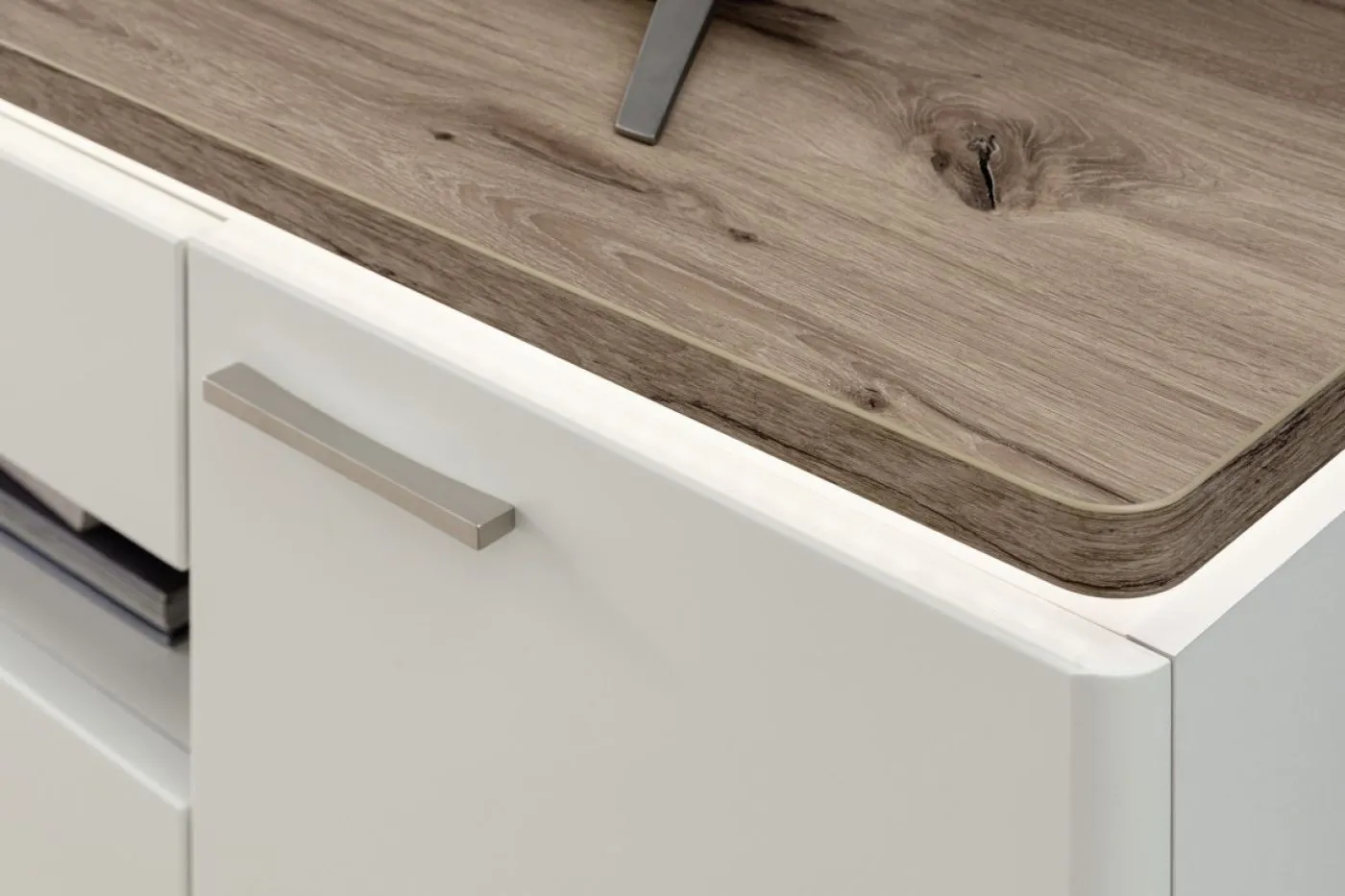 Wohnkombination Palermo 4 | Soft white / Viking Oak | 4-teilig | ohne Beleuchtung