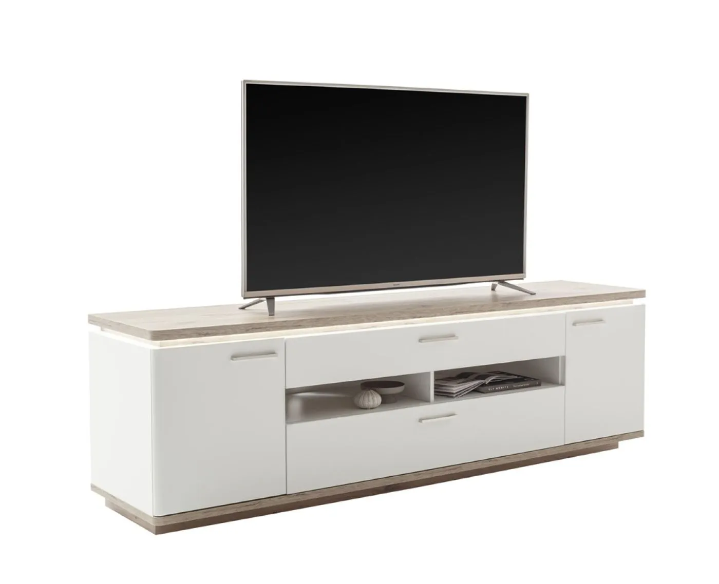 Wohnkombination Palermo1 | Soft white / Viking Oak | 3-teilig | ohne Beleuchtung
