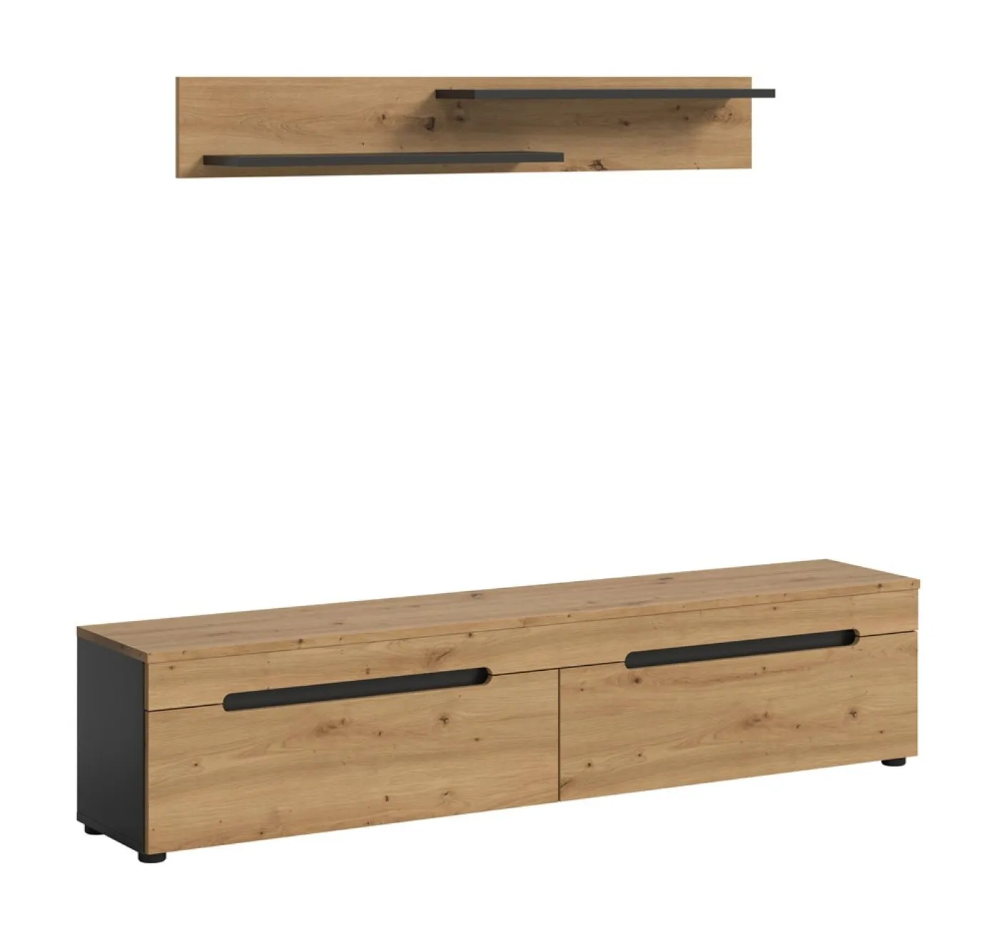 Wohnwand Anbauwand Canu | 3-teilig | Artisan / Basalt Grau | mit Beleuchtung