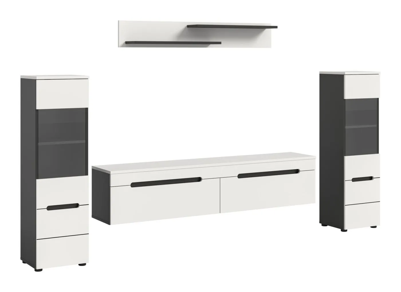 Wohnwand Anbauwand Canu | 3-teilig | weiß / Basalt Grau