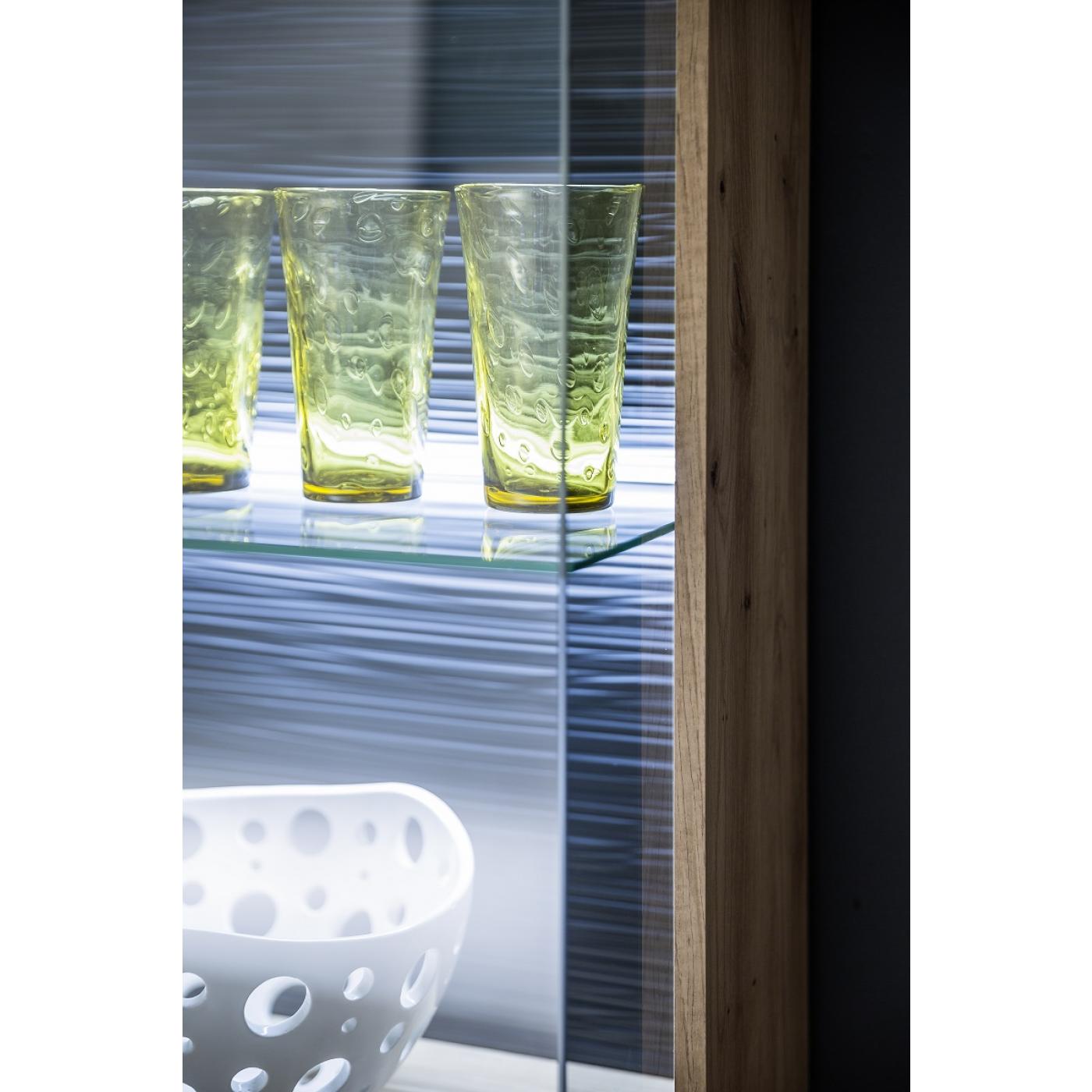 Wohnwand Anbauwand Cortona | Balkeneiche / anthrazit | 4-teilig | LED Beleuchtung