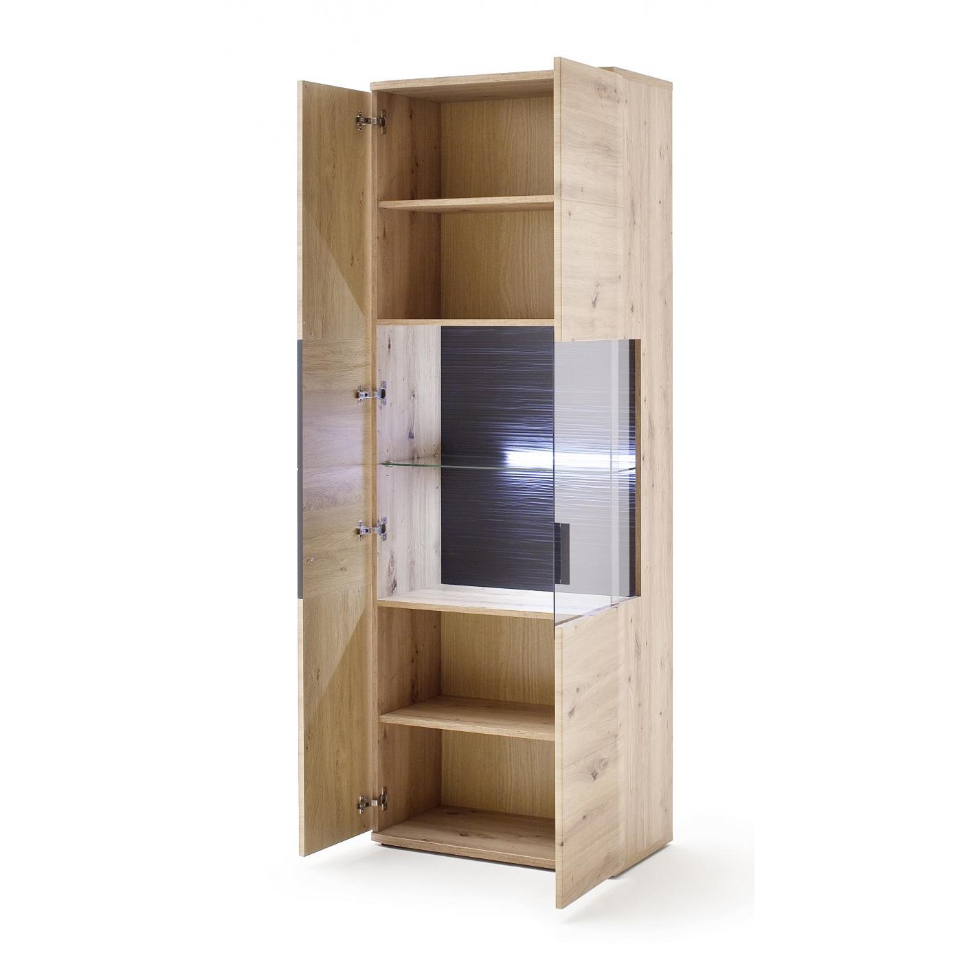 Wohnwand Anbauwand Cortona | Balkeneiche / anthrazit | 4-teilig | LED Beleuchtung