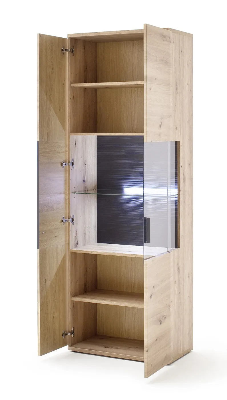 Wohnwand Anbauwand Cortona | Balkeneiche / anthrazit | 4-teilig
