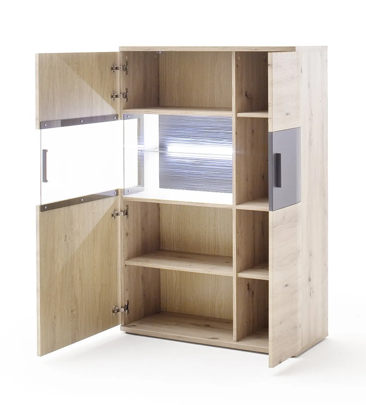 Wohnwand Anbauwand Cortona | Balkeneiche / anthrazit | 4-teilig