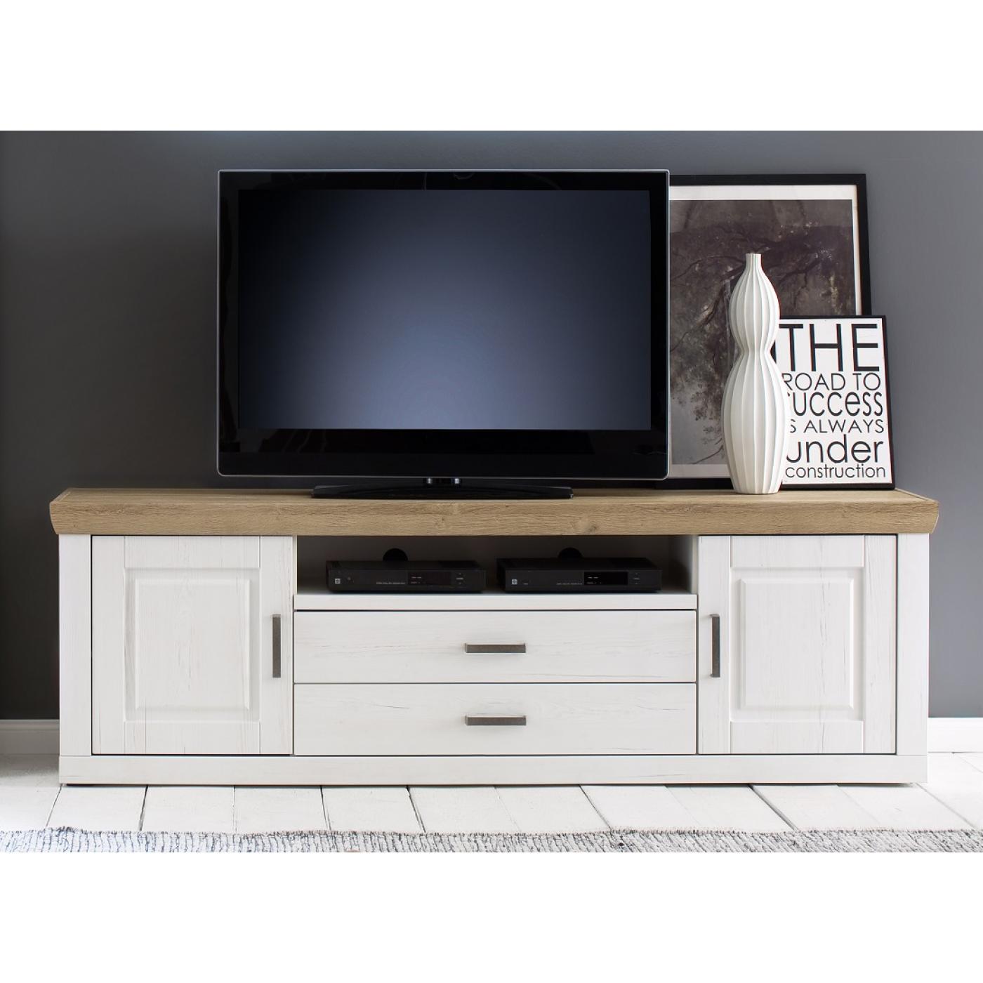 Wohnwand Anbauwand II Brixen | Landhaus modern | Pinie Aurelio / Grandson Oak | 3-teilig | LED Beleuchtung