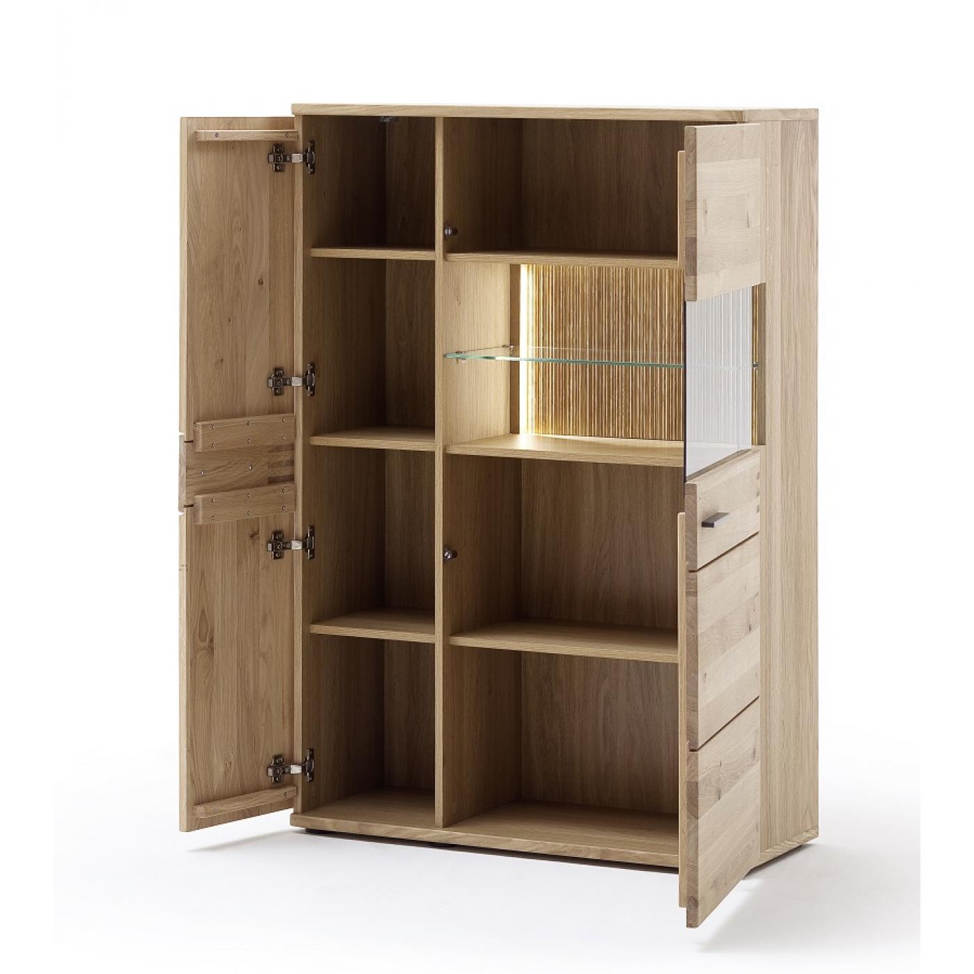Wohnwand Anbauwand Salvador 1 | Balkeneiche Bianco | 4-teilig | LED Beleuchtung