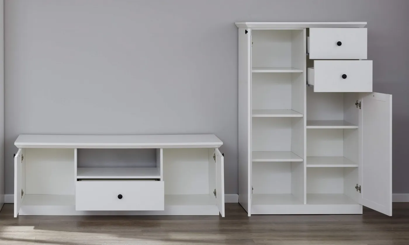 Wohnwand Baxter | weiß | Landhausstil | 2-teilig