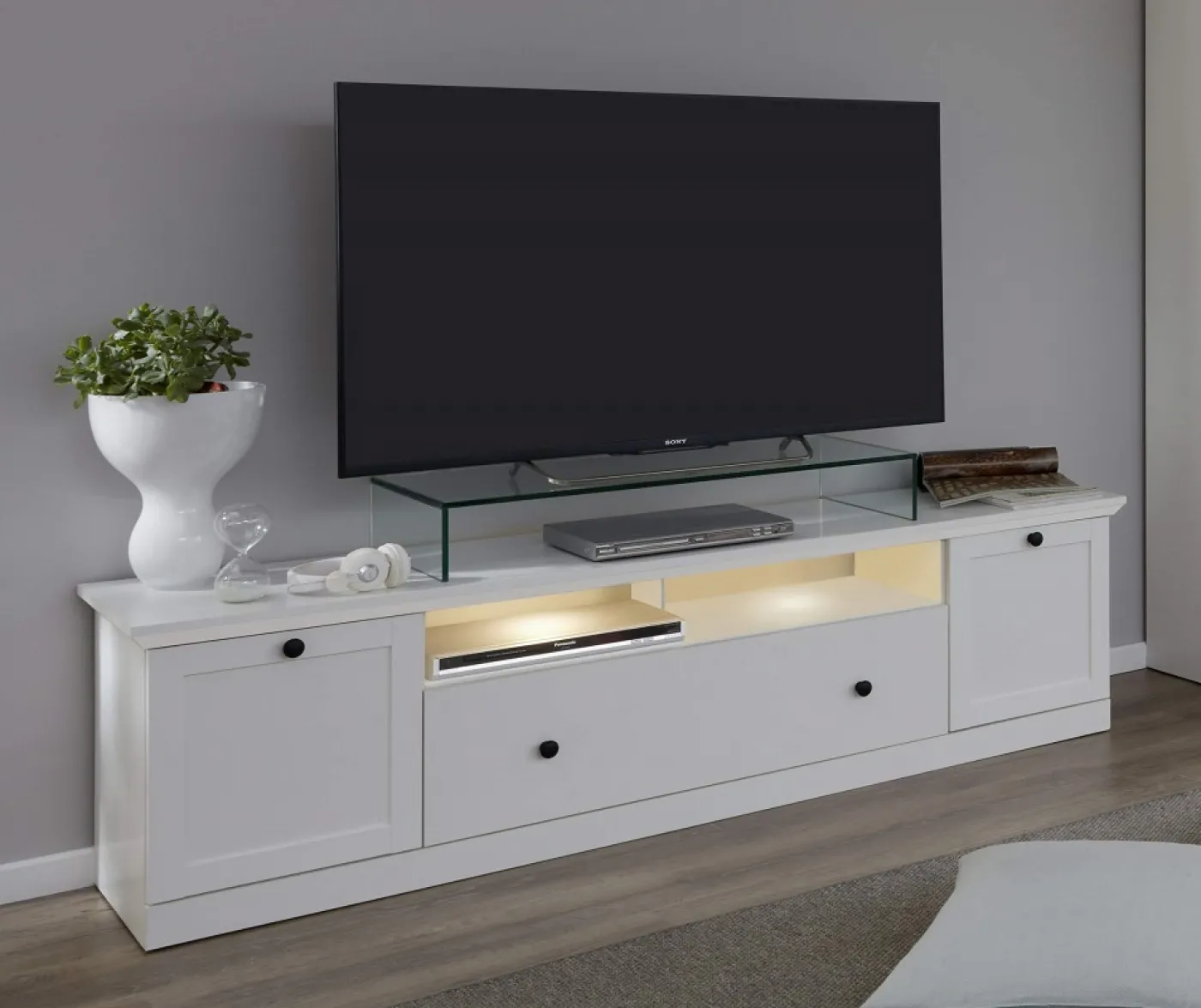 Wohnwand Baxter | weiß | Landhausstil | 3-teilig