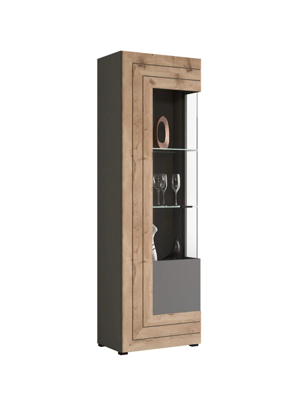 Wohnwand Freno | grau matt / Nox Oak | 4-teilig