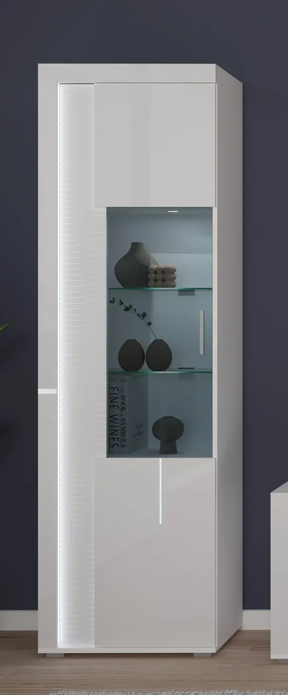 Wohnwand Wohnkombination 1 Skylight | weiß Hochglanz | 4-teilig | LED Beleuchtung
