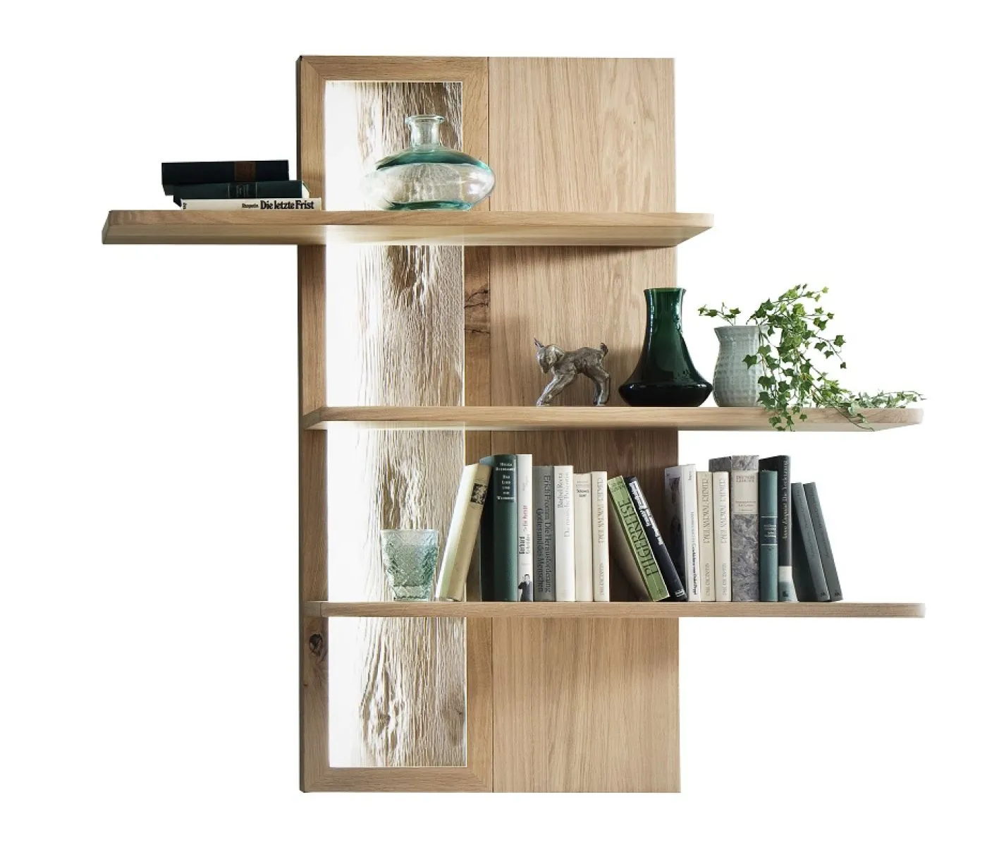 Wohnwand Wohnkombination Santori | Eiche Bianco | 2-teilig | LED Beleuchtung