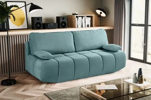 2-Sitzer Schlafsofa Lauder mit Bettkasten | 207cm | Cord | mint-blau