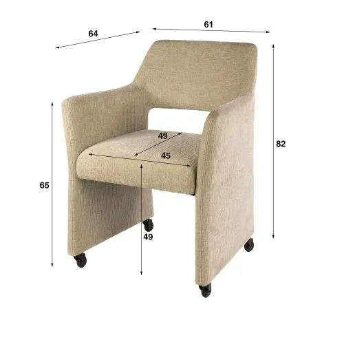 2er Set Stuhl Palio | mit Rollen | Jaroq sand