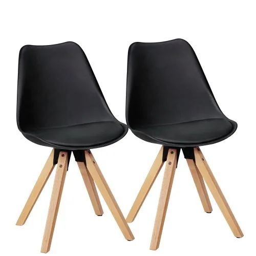 2er Set Esszimmerstuhl LIMA | Kunstleder | schwarz