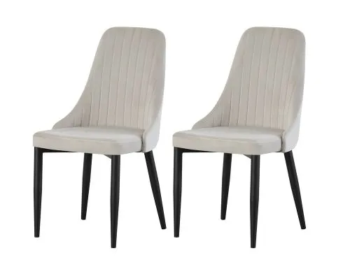 2er Set Stuhl Claudia | Samtbezug | creme