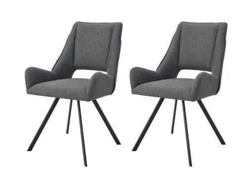 2er Set Stuhl Helen | Webstoff | anthrazit