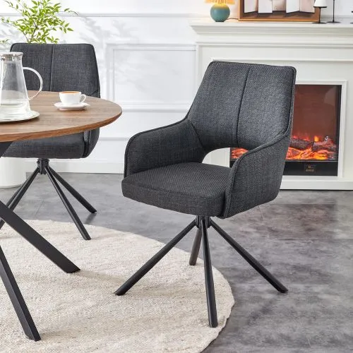 2er Set Stuhl Jana | Webstoff | drehbar | anthrazit