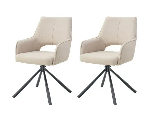 2er Set Stuhl Jana | Webstoff | drehbar | creme