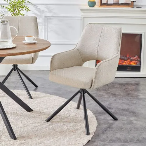 2er Set Stuhl Jana | Webstoff | drehbar | creme
