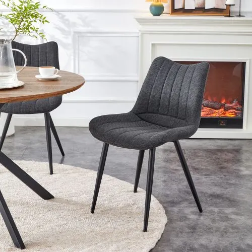 2er Set Stuhl Lotta | Webstoff | Anthrazit