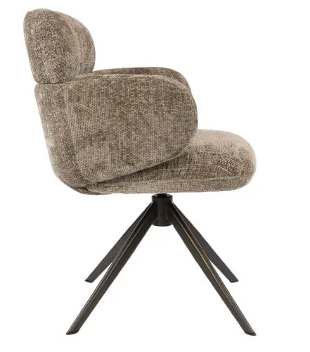 2er Set Stuhl Tano | Chenillestoff | drehbar | champagne-braun