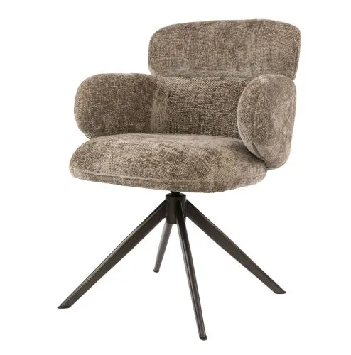 2er Set Stuhl Tano | Chenillestoff | drehbar | champagne-braun