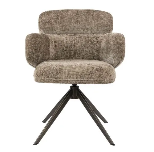 2er Set Stuhl Tano | Chenillestoff | drehbar | champagne-braun