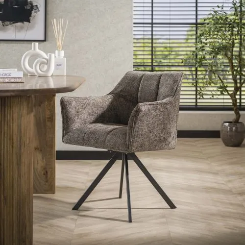 2er Set Stuhl Toik mit Armlehnen | drehbar | Webstoff | taupe