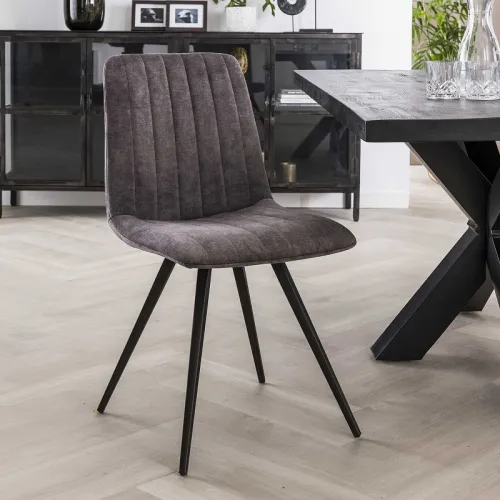 4er Set Stuhl Austin Samt | grau
