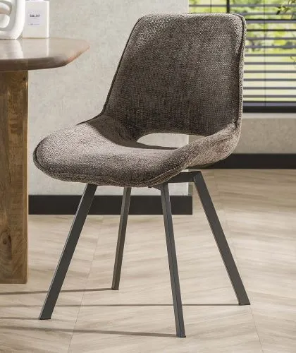4er Set Stuhl Basi | drehbar | Chenille-Stoff | taupe
