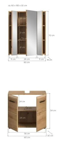 Bad Set Ice 2 | 2-teilig | Artisan Oak mit Aufsatzleuchte