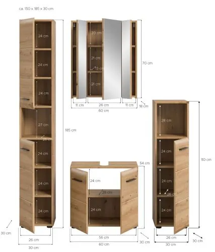 Bad Set Ice 2 | 4-teilig | Artisan Oak