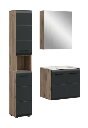 Bad Set Ice 4 | 3-teilig | Nox Oak / schwarz matt ohne