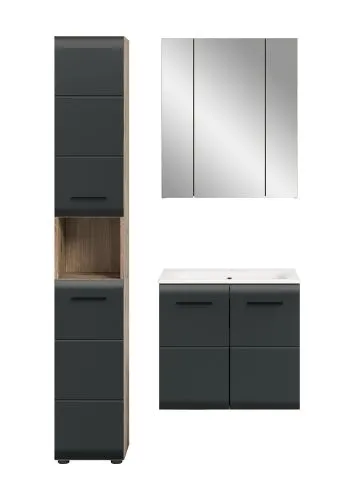 Bad Set Ice 4 | 3-teilig | Nox Oak / schwarz matt ohne