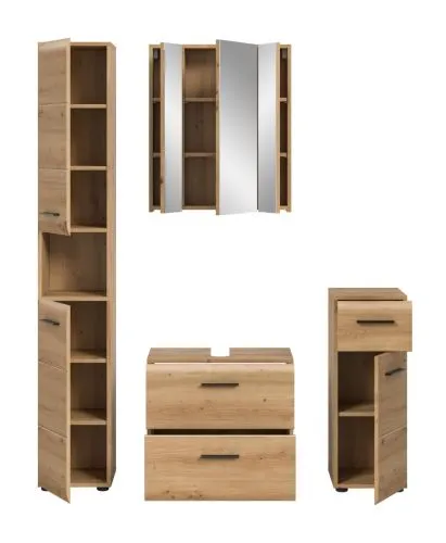 Bad Set Ice | 4-teilig | Artisan Oak mit Aufsatzleuchte
