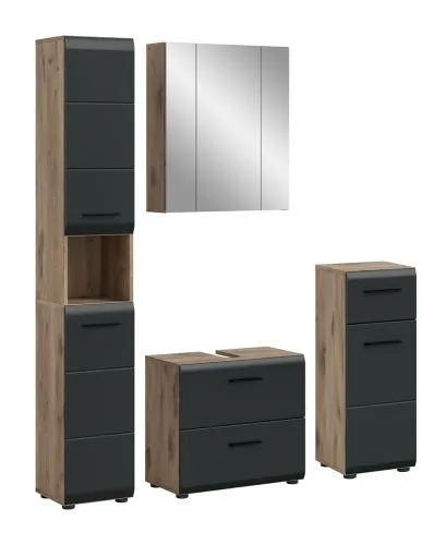 Bad Set Ice | 4-teilig | Nox Oak / schwarz matt ohne